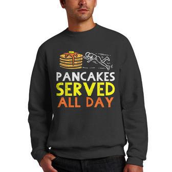 Pancakes Served American Football Funny Offensive Lineman Men Crewneck Graphic Sweatshirt - Thegiftio UK