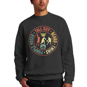 Perfect For Kids Dude Tall Guy Beard Twins Purple Hoser Men Crewneck Graphic Sweatshirt - Thegiftio UK
