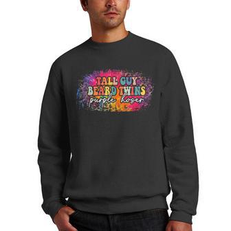 Perfect For Kids Dude Tall Guy Beard Twins Purple Hoser Men Crewneck Graphic Sweatshirt - Thegiftio UK