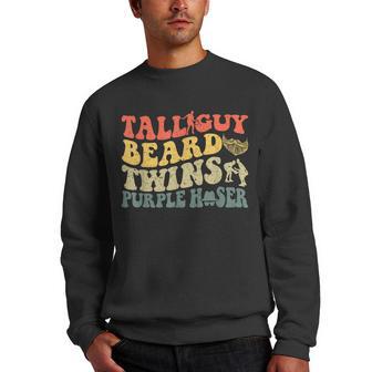 Perfect For Kids Dude Tall Guy Beard Twins Purple Hoser Men Crewneck Graphic Sweatshirt - Thegiftio UK