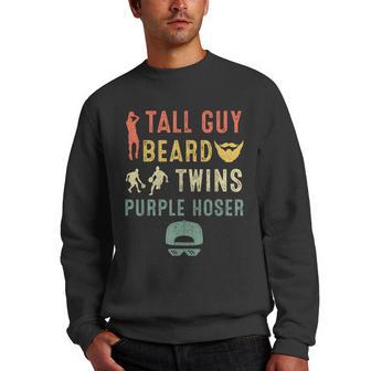 Perfect For Kids Dude-Tall Guy Beard Twins Purple Hoser Men Crewneck Graphic Sweatshirt - Thegiftio UK