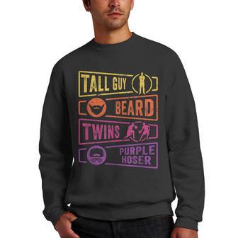 Perfect For Kids Dude-Tall Guy Beard Twins Purple Hoser Men Crewneck Graphic Sweatshirt - Thegiftio UK
