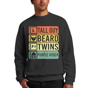 Perfect For Kids Dude Tall Guy Beard Twins Purple Hoser Men Crewneck Graphic Sweatshirt - Thegiftio UK