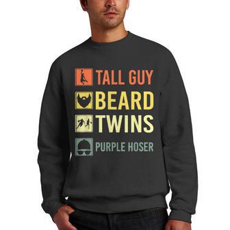 Perfect For Kids Dude Tall Guy Beard Twins Purple Hoser Men Crewneck Graphic Sweatshirt - Thegiftio UK