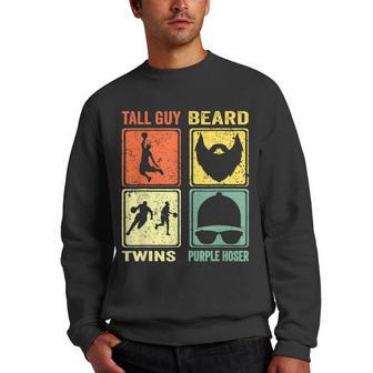 Perfect For Kids Dude Tall Guy Beard Twins Purple Hoser Men Crewneck Graphic Sweatshirt - Thegiftio UK