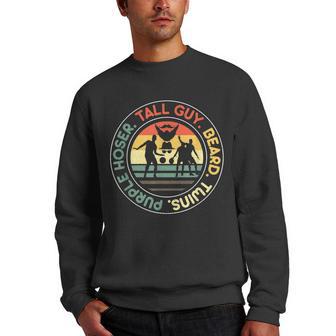 Perfect For Kids Dude Tall Guy Beard Twins Purple Hoser Men Crewneck Graphic Sweatshirt - Thegiftio UK