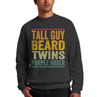 Perfect For Kids Dude - Tall Guy Beard Twins Purple Hoser Men Crewneck Graphic Sweatshirt - Thegiftio UK