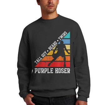 Perfect For Kids Dude Tall Guy Beard Twins Purple Hoser Men Crewneck Graphic Sweatshirt - Thegiftio UK
