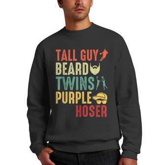 Tall Guy Beard Twins Purple Hoser Gift For Kids Men Crewneck Graphic Sweatshirt - Thegiftio UK