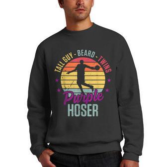Tall Guy Beard Twins Purple Hoser V2 Men Crewneck Graphic Sweatshirt - Thegiftio UK