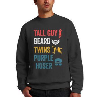 Tall Guy Beard Twins Purple Hoser Vintage Men Crewneck Graphic Sweatshirt - Thegiftio UK