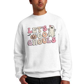 Lets Go Ghouls Halloween Retro Ghost Pumpkin Women Girls Men Crewneck Graphic Sweatshirt - Thegiftio UK