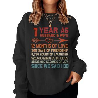 1 Year As Husband & Wife 1St Anniversary For Couple Women Sweatshirt - Monsterry