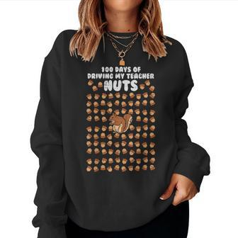 100 Days Driving My Teacher Nuts Squirrel 100Th Student Women Sweatshirt - Seseable