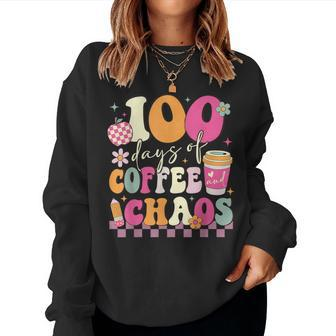 100 Days Of School Coffee Lover 100Th Day Of School Teacher Women Sweatshirt | Mazezy