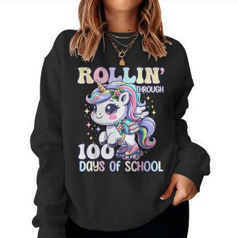 100 Days Of School Girls Teacher 100Th Day Unicorn Outfit Women Sweatshirt | Mazezy