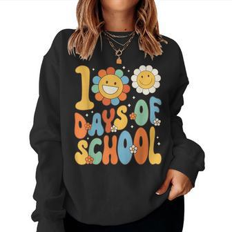 100 Days Of School Groovy 100Th Day Of School Teacher Women Sweatshirt - Seseable
