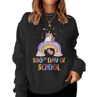100 Days Of School Rainbow Unicorn Girls For Student Women Sweatshirt - Monsterry CA