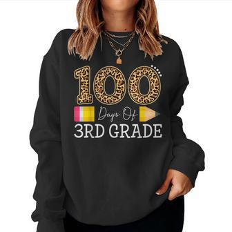 100 Days Of Third Grade Leopard Happy 100Th Day Of School Women Sweatshirt | Mazezy