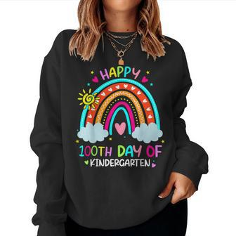100Th Day Of Kindergarten School Rainbow 100 Days Smarter Women Sweatshirt - Seseable