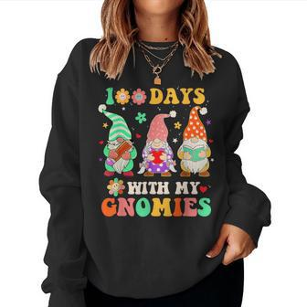 100Th Day Of School Gnome Teacher Student 100 Days Smarter Women Sweatshirt - Seseable
