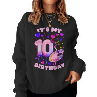 10Th Birthday Girl 10 Years Painting Art Number 10 Women Sweatshirt - Seseable