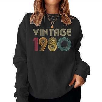 1980 44Th Birthday Vintage Retro 44 Years Old Women Sweatshirt - Monsterry AU