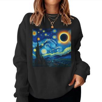 2024 Solar Eclipse Starry Night Van Gogh Boy Girl Women Sweatshirt - Seseable