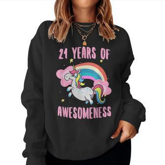21St Birthday Unicorn T 21 Year Old Girl Niece Women Sweatshirt - Seseable
