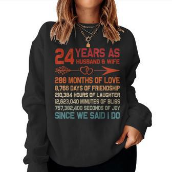 24 Years As Husband & Wife 24Th Anniversary For Couple Women Sweatshirt - Thegiftio UK
