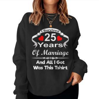 25Th Wedding Anniversary Marriage Husband Wife Couple Women Sweatshirt - Seseable