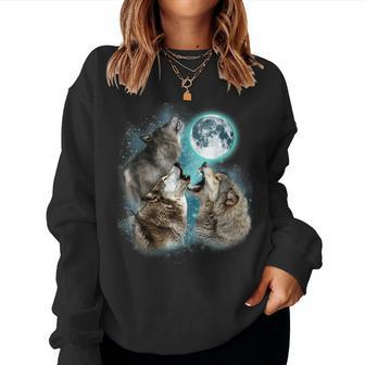 3 Wolf Moon Howling Wolf Head Wolves For Men Women Women Sweatshirt - Thegiftio UK