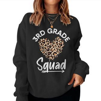3Rd Grade Squad Teacher Cheetah Back To School Leopard Heart Women Sweatshirt - Monsterry