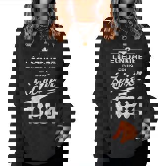 40E Anniversaire Né En Février 1984 Vintage 40 Ans D'âge Avec Col En V Women Sweatshirt - Cadeauxyz