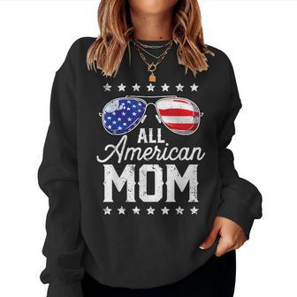 4Th Of July All American Mom Sunglasses Family Women Sweatshirt - Thegiftio UK