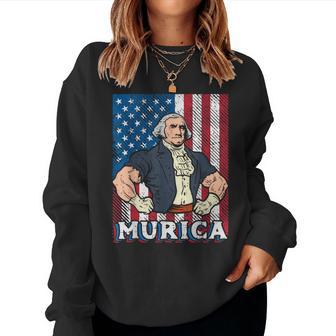 4Th July Buff George Washington Murica Gym Patriot Women Women Sweatshirt - Thegiftio UK