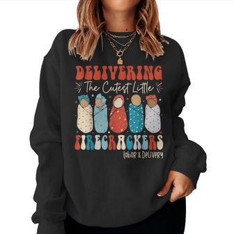 4Th Of July Labor And Delivery L&D Nurse Independence Day Women Sweatshirt - Monsterry DE