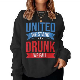 4Th July United We Stand Drunk We Fall Beer & Bbq Women Sweatshirt - Monsterry