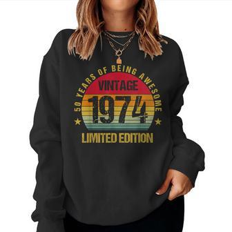 50 Years Old Fifty 1974 Vintage 50Th Birthday Bday Women Sweatshirt - Thegiftio UK