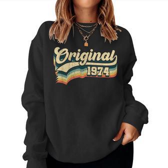 50Th Birthday Original Vintage Born In 1974 Women Sweatshirt - Thegiftio UK