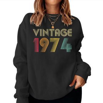 50Th Birthday Vintage 1974 Retro Born Women Sweatshirt | Mazezy