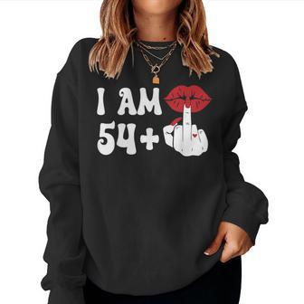 I Am 54 1 Middle Finger & Lips 55Th Birthday Girls Women Sweatshirt - Monsterry UK