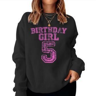 5Th Birthday Sports Jersey T 5 Year Old Girl Party Women Sweatshirt - Monsterry