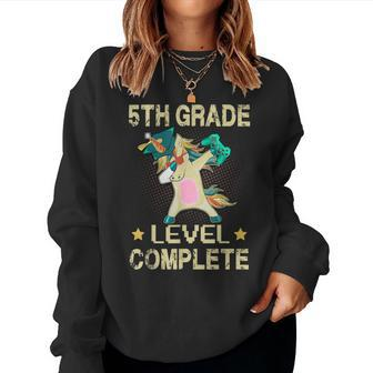 5Th Grade Level Complete Gamer 2024 Graduation Unicorn Dab Women Sweatshirt - Monsterry