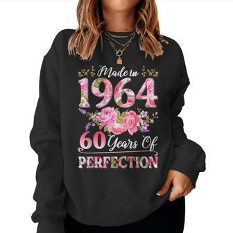 60 Year Old Made In 1964 Birthday Floral 60Th Birthday Women Women Sweatshirt - Seseable