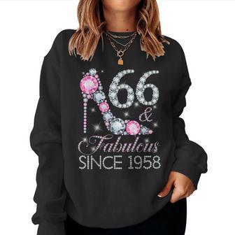 66 And Fabulous Since 1958 Happy 66Th Birthday Girl Lady Women Sweatshirt - Thegiftio UK