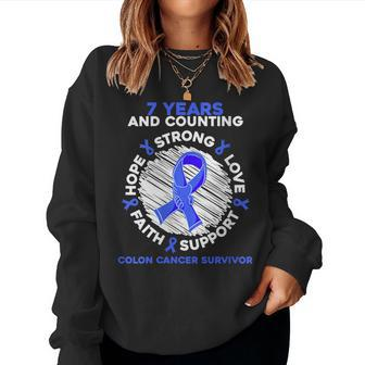 7 Years Cancer Free Colon Cancer Survivor For Men Women Sweatshirt | Mazezy