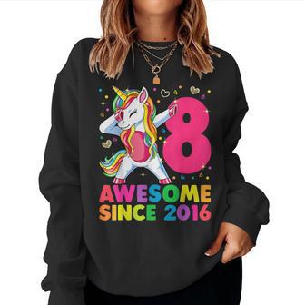 8 Years Old Unicorn Dabbing 8Th Birthday Girl Unicorn Party Women Sweatshirt - Monsterry UK