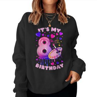 8Th Birthday Girl 8 Years Painting Art Number 8 Women Sweatshirt - Thegiftio UK