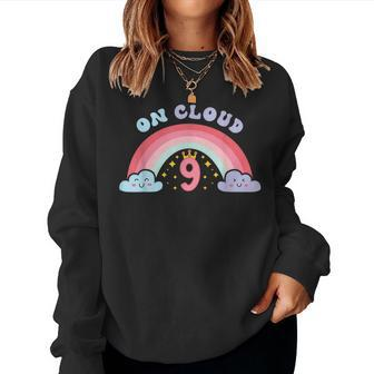 9Th Birthday Rainbow On Cloud Nine Women Sweatshirt - Monsterry
